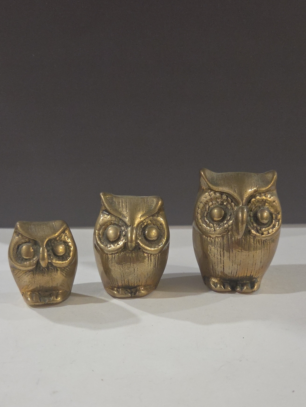 Olee Vintage Brass Owl Figurine Set - Gold Decorative Accents